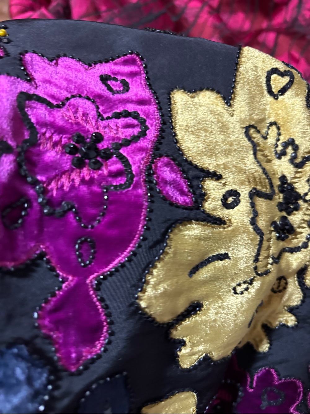 Oscar de la Renta Black Midi Dress with Multicolor Sequin Embroidery - Picture 12 of 14